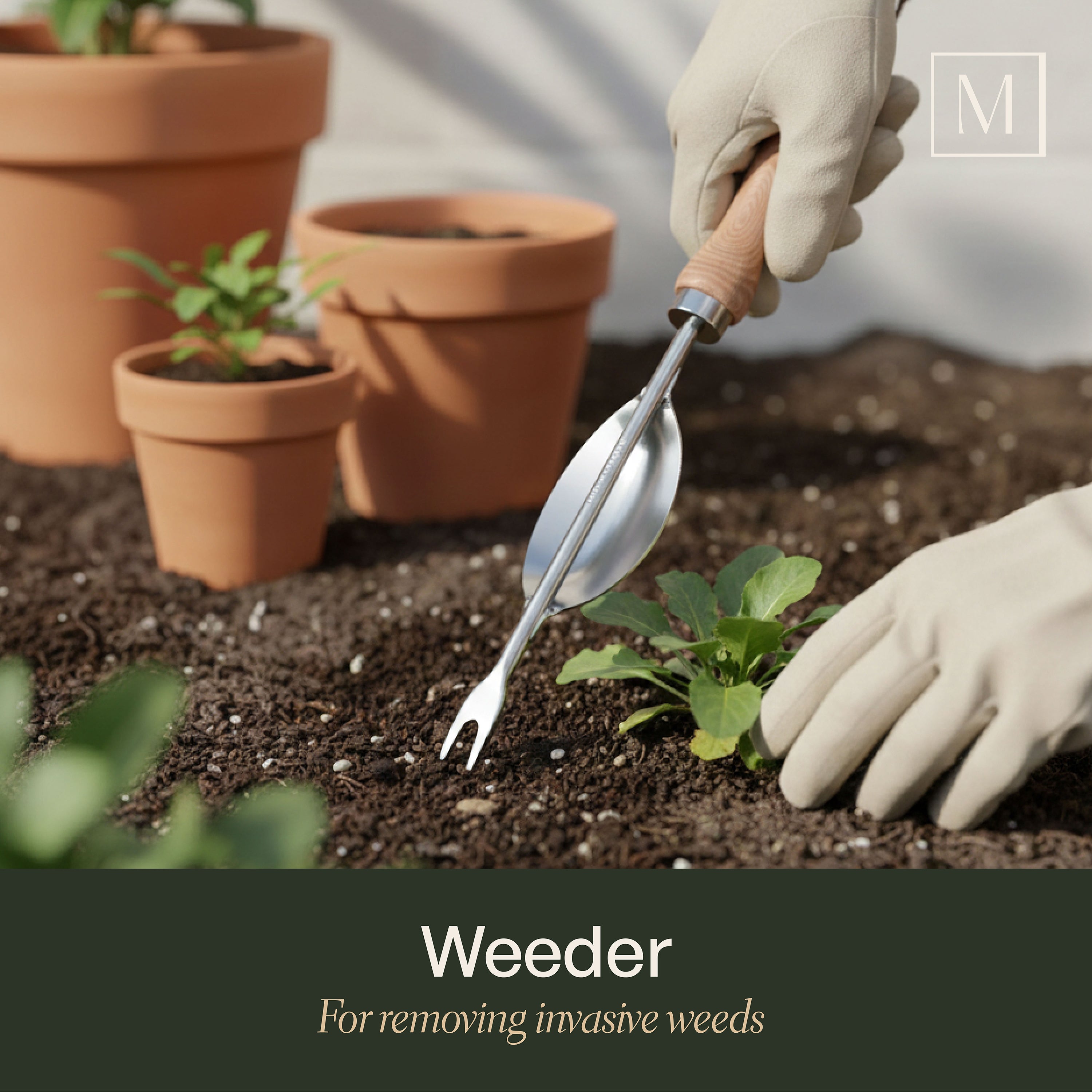 Mayne 4-Piece Essential Garden Tool Set – Hand Cultivator, Transplanter, Weeder & Trowel