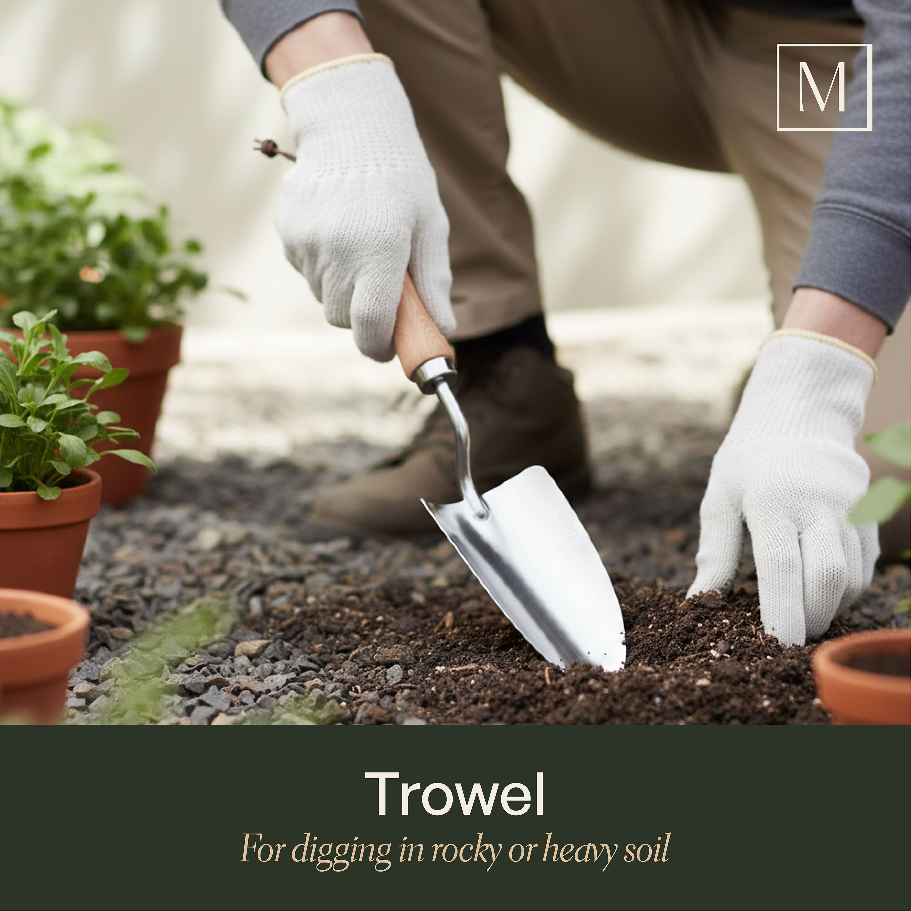 Mayne 4-Piece Essential Garden Tool Set – Hand Cultivator, Transplanter, Weeder & Trowel