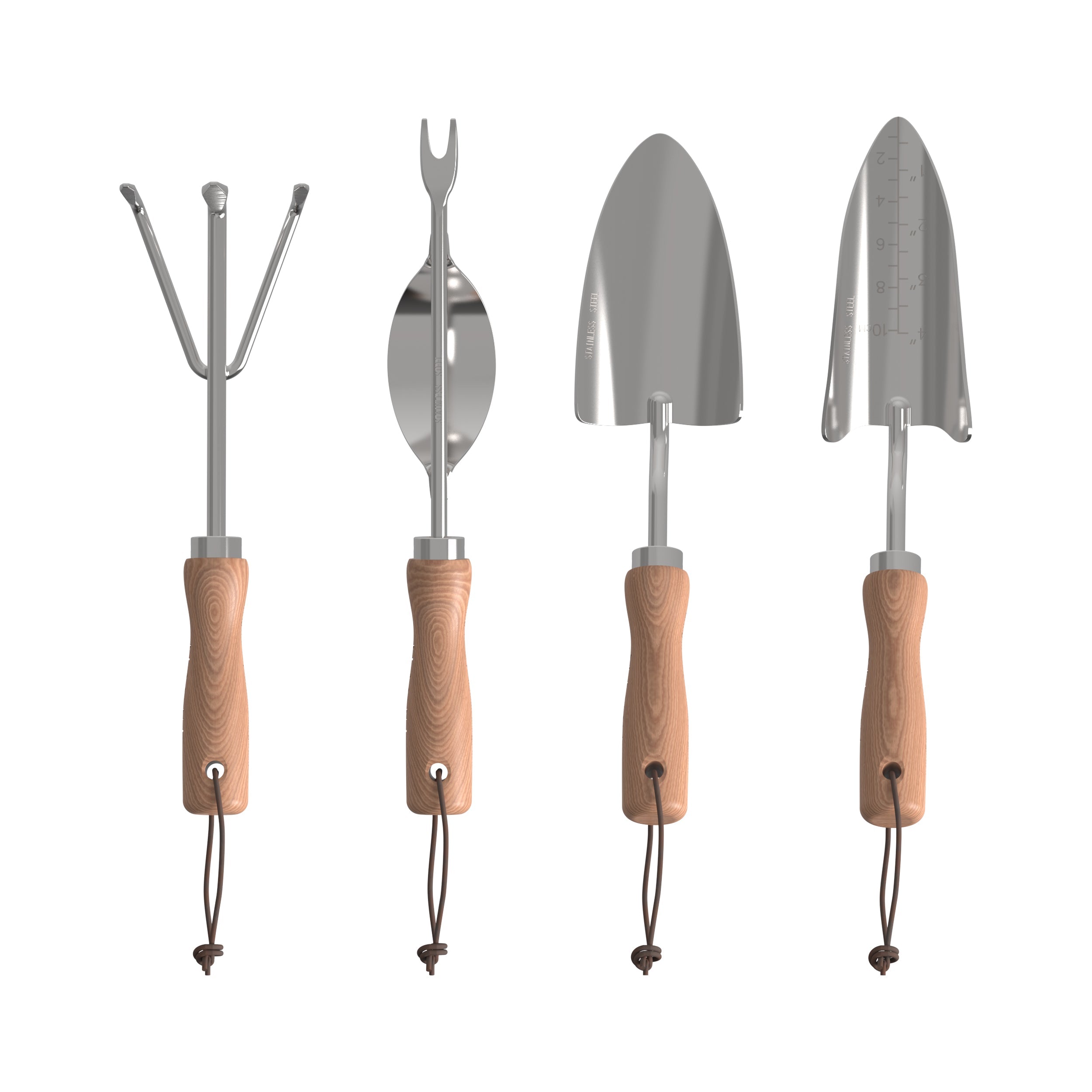 Mayne 4-Piece Essential Garden Tool Set – Hand Cultivator, Transplanter, Weeder & Trowel
