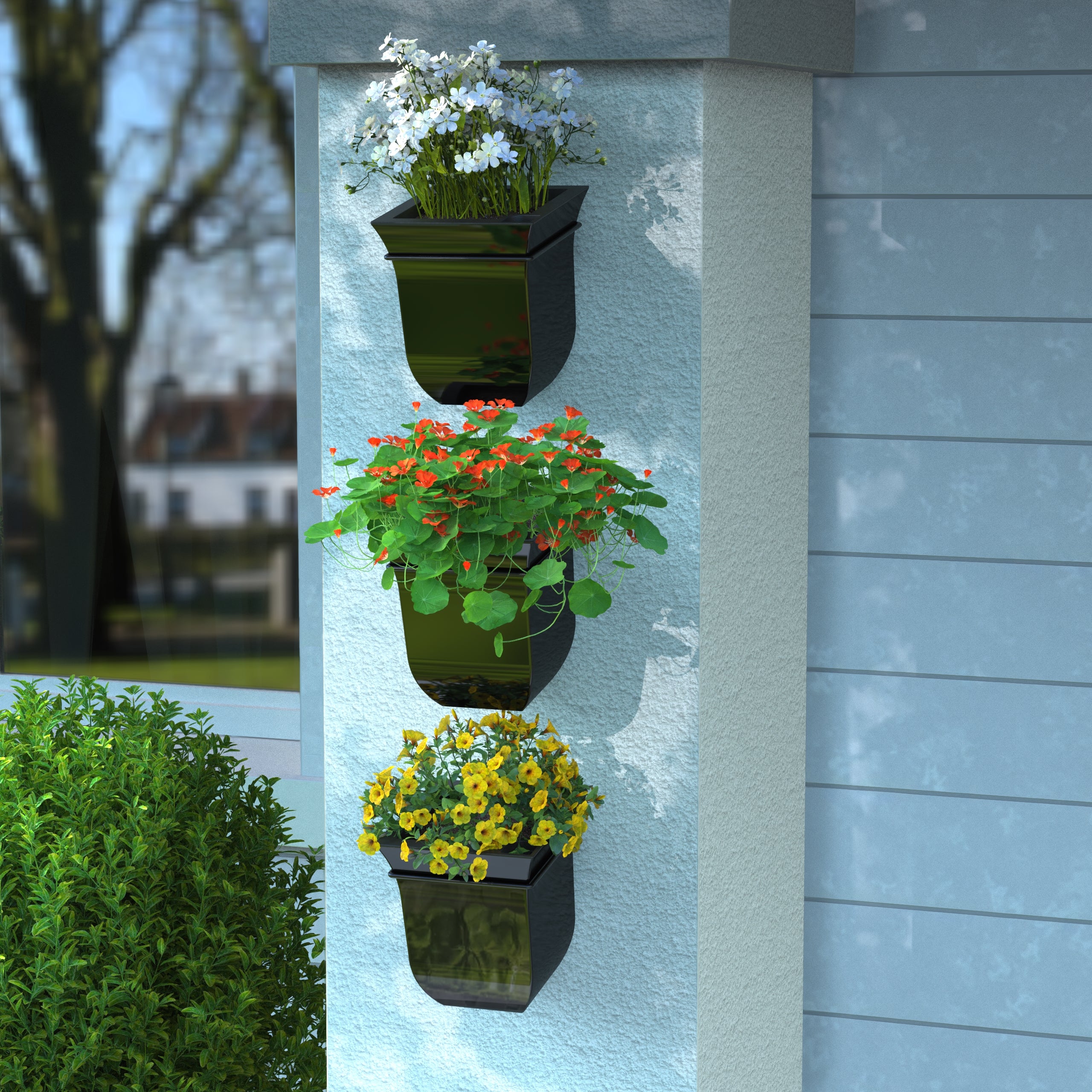 Mayne Valencia 8-Inch Self-Watering Wall Mount Planter (3-Pack)