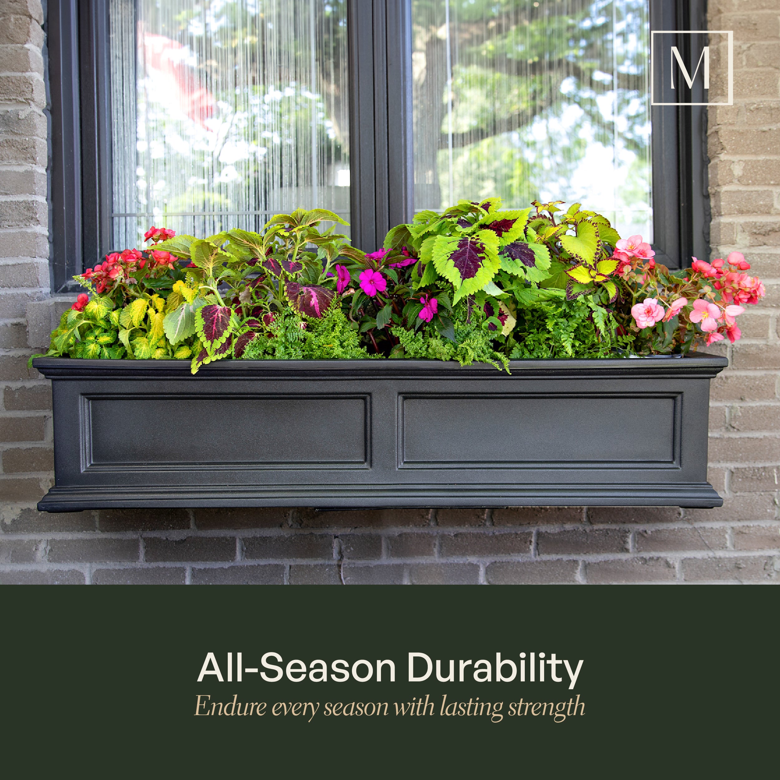 Mayne Fairfield 3ft Self-Watering Window Box with Steel Wall Mount Brackets