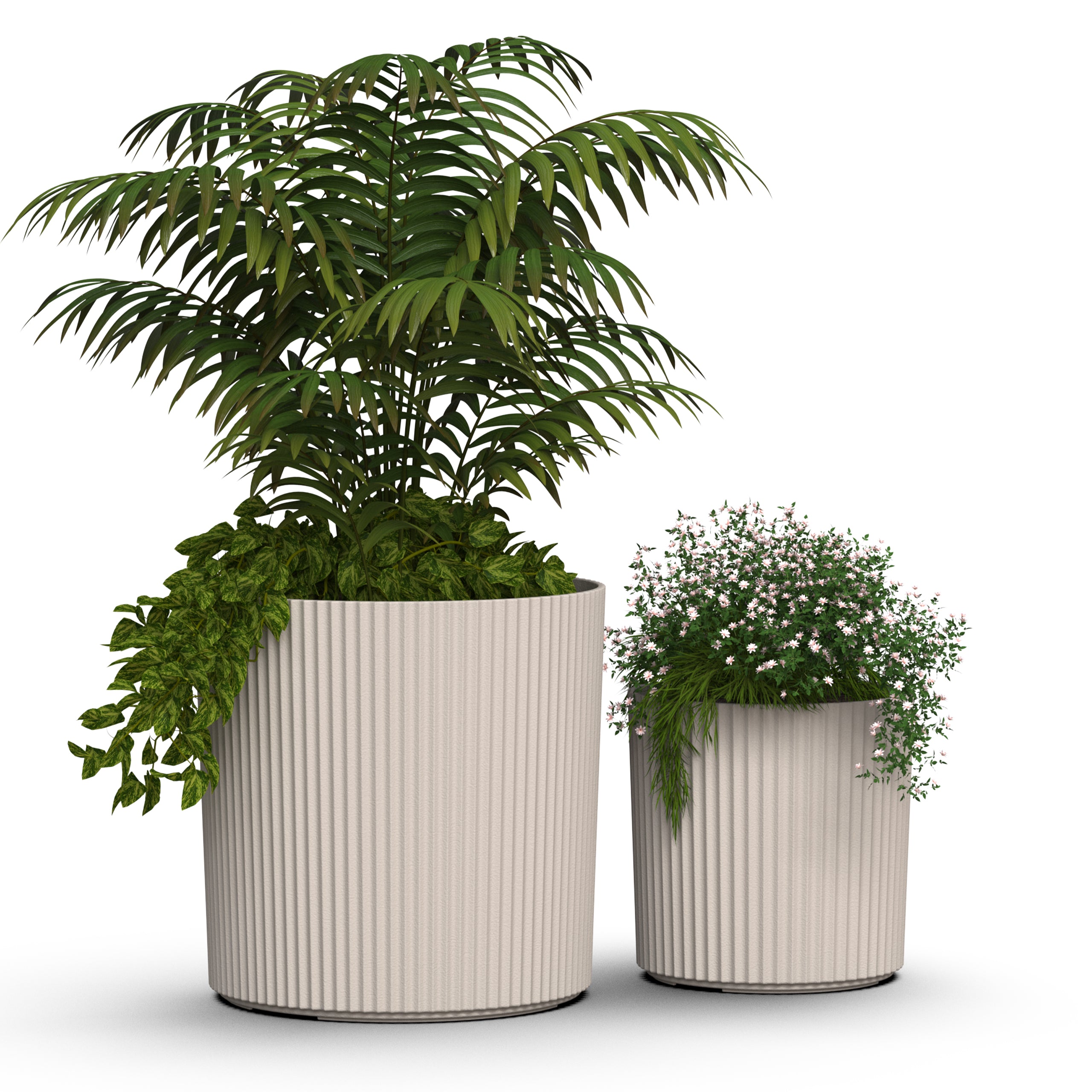 Mayne Serene Round Ribbed Planter with Drainage Hole Chai 10in/14in