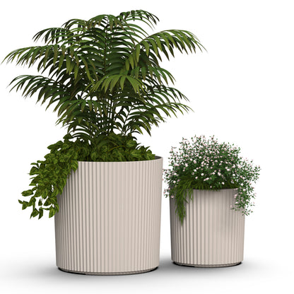 Mayne Serene Round Ribbed Planter with Drainage Hole Chai 10in/14in