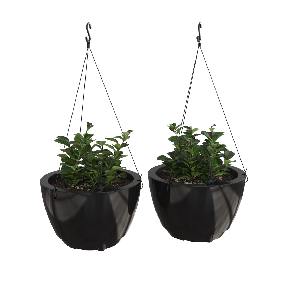 Mayne Caprio 14-Inch Self-Watering Hanging Planter with Water Level Indicator (2-Pack)