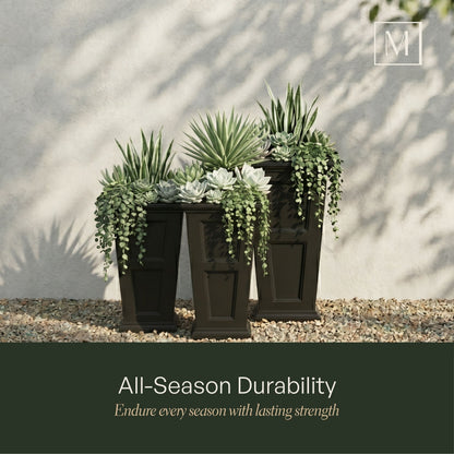 Mayne Fairfield 28-Inch Self-Watering Tall Planter with Removable Planting Insert (Black, 2-Pack)