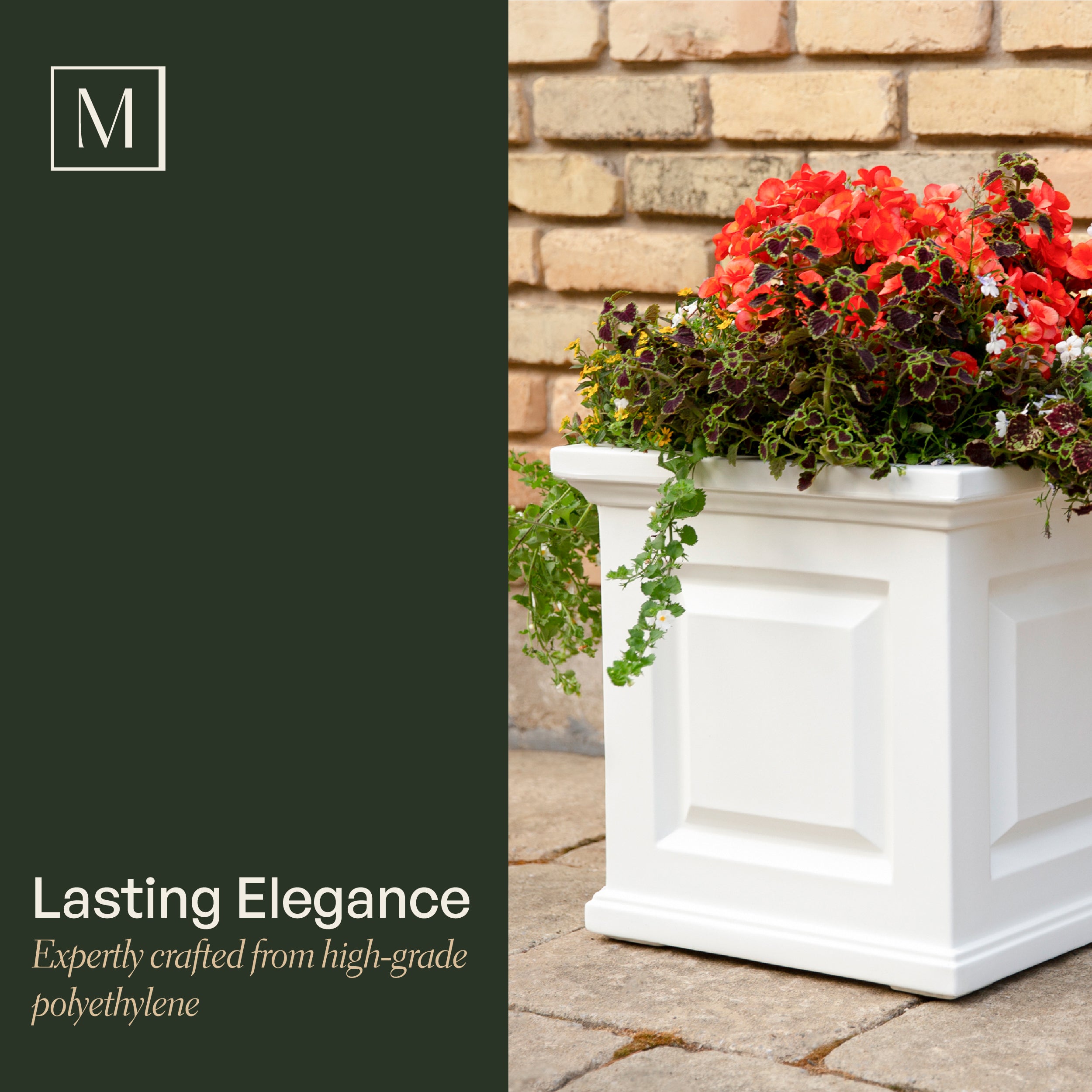 Mayne Nantucket 16-Inch Self-Watering Square Planter (Black, 2-Pack)