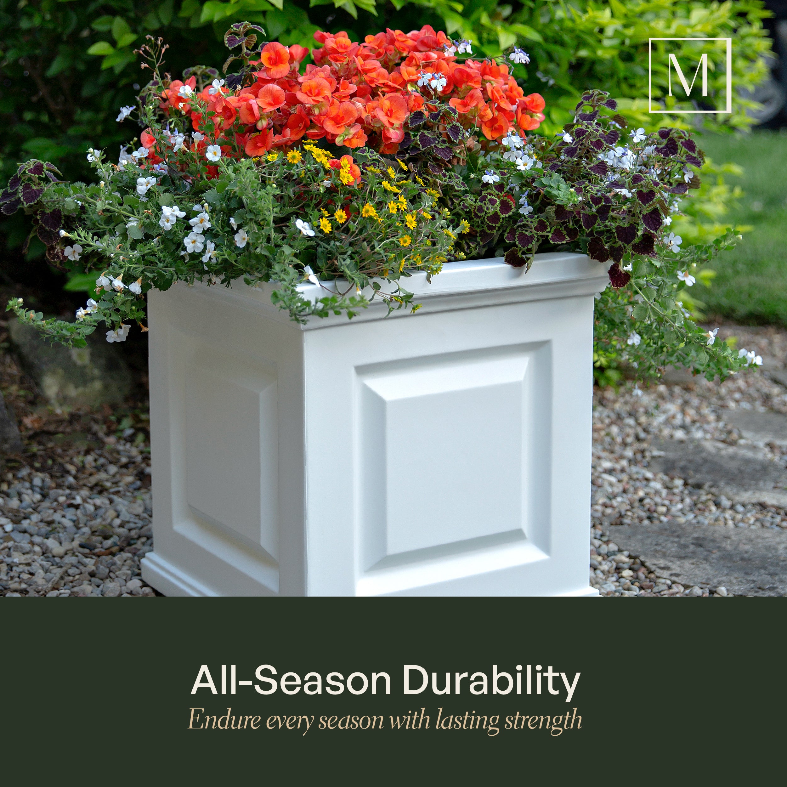 Mayne Nantucket 16-Inch Self-Watering Square Planter (Black, 2-Pack)