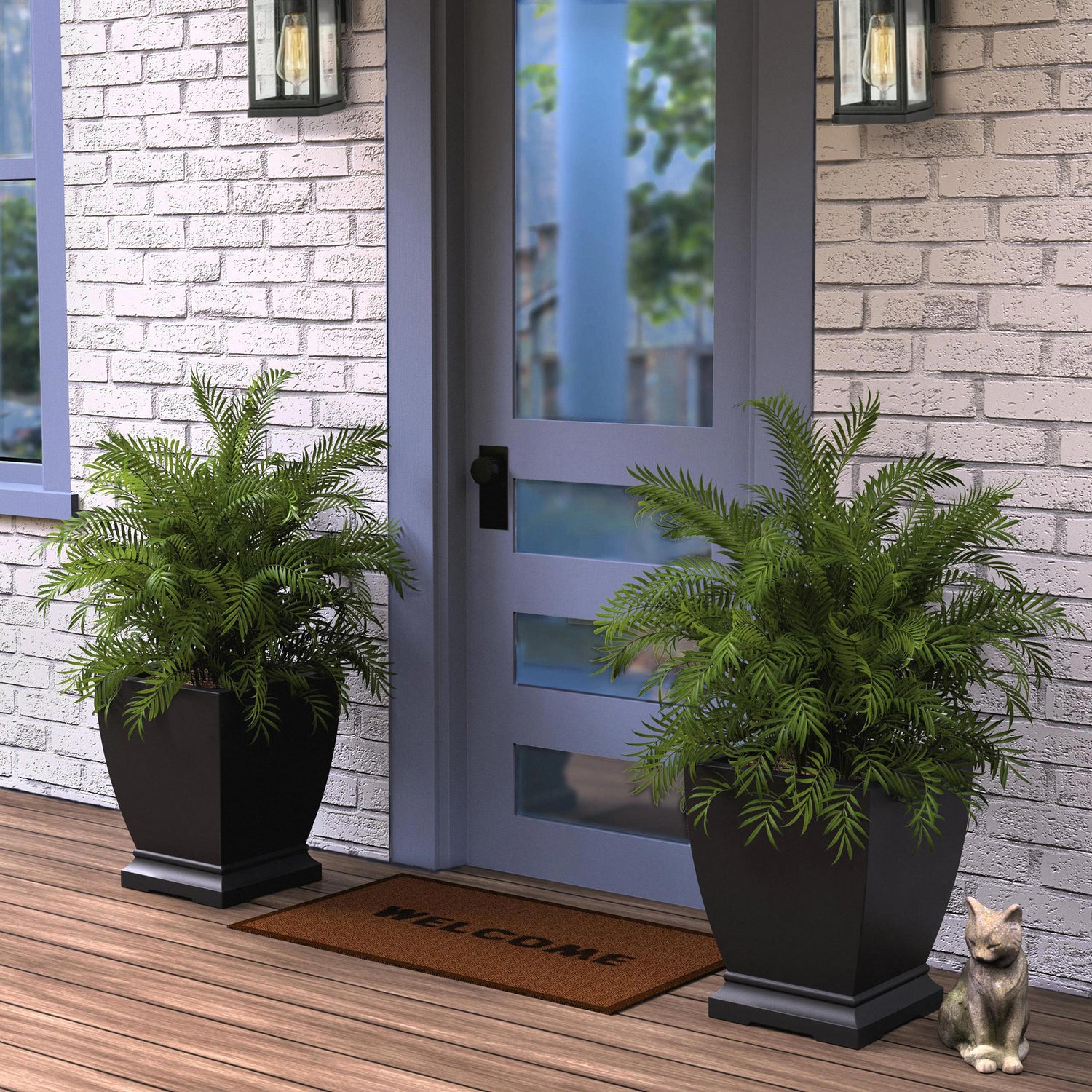 Mayne Acadia 18in Planter (Black, 2-Pack)