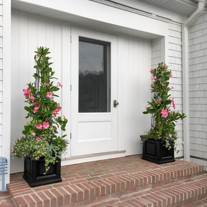 Mayne Nantucket 16-Inch Self-Watering Square Planter (Black, 2-Pack)