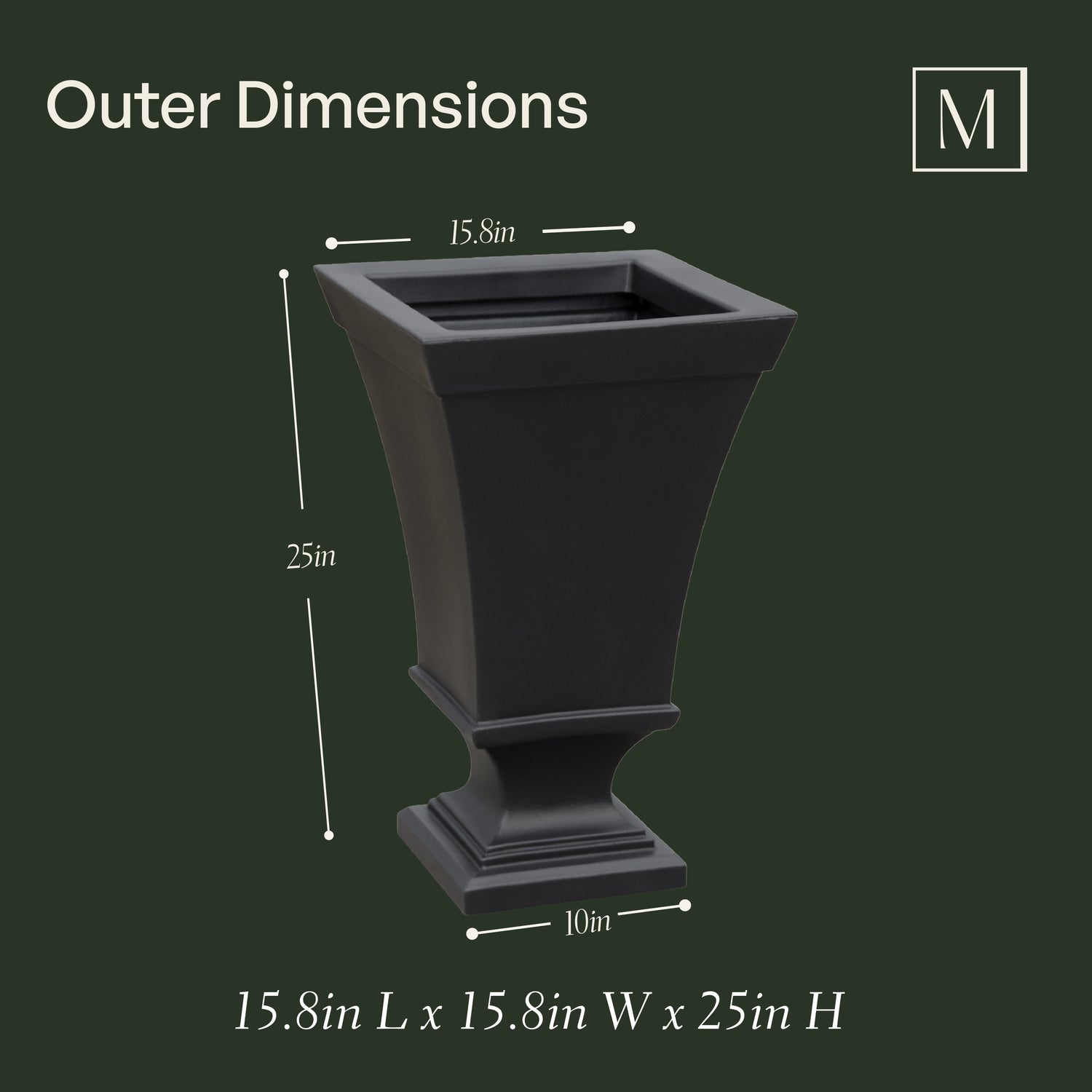Mayne Vienna 25in Tall Urn Planter (2-Pack)