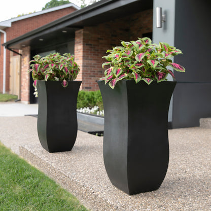 Mayne Valencia 30in Tall Planter (Black, 2-Pack)
