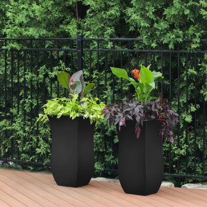 Mayne Valencia 30in Tall Planter (Black, 2-Pack)