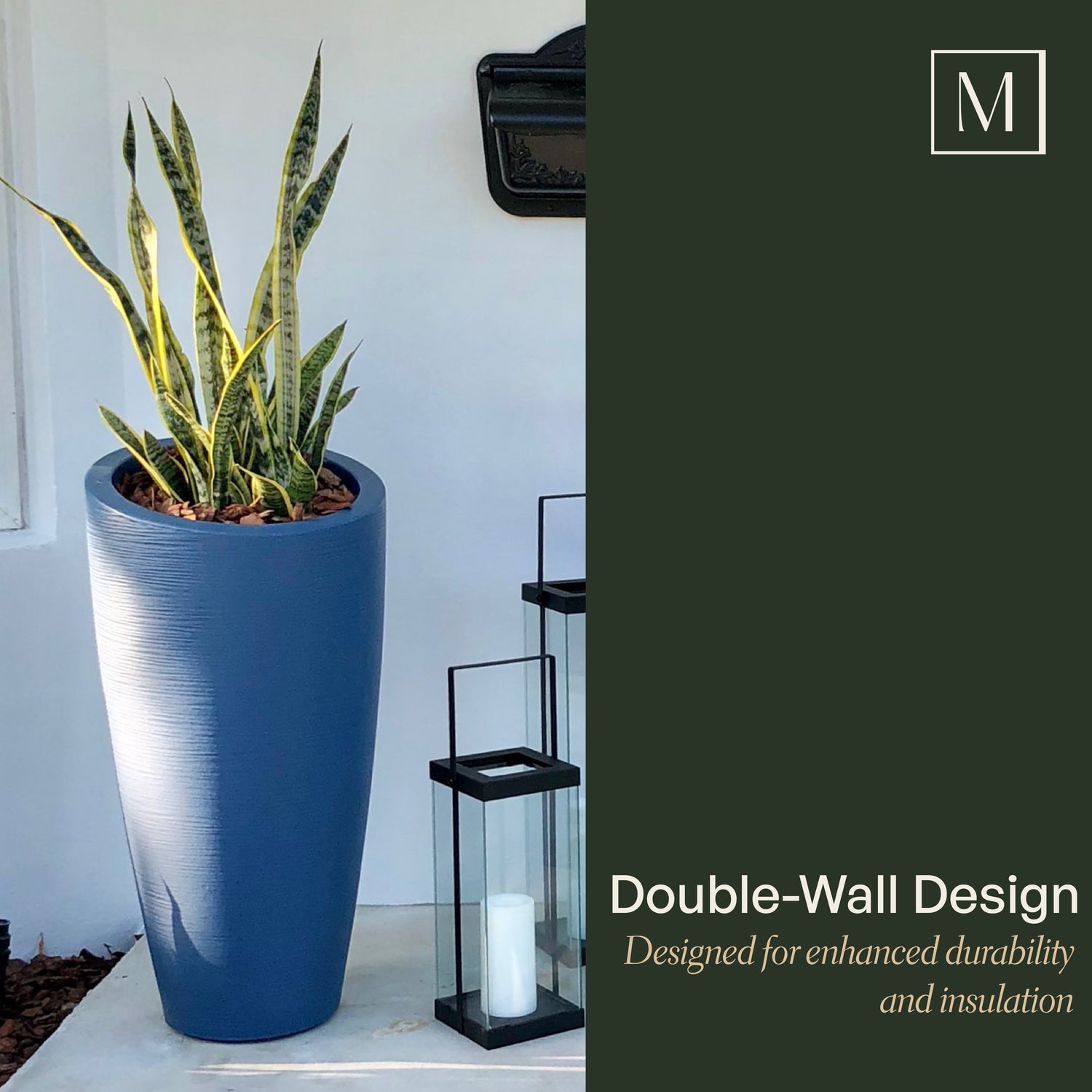 Mayne Modesto 32in Tall Planter (Black &amp; White)
