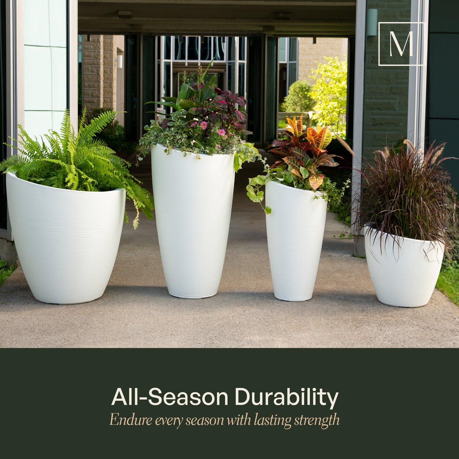 Mayne Modesto 32in Tall Planter (Black &amp; White)