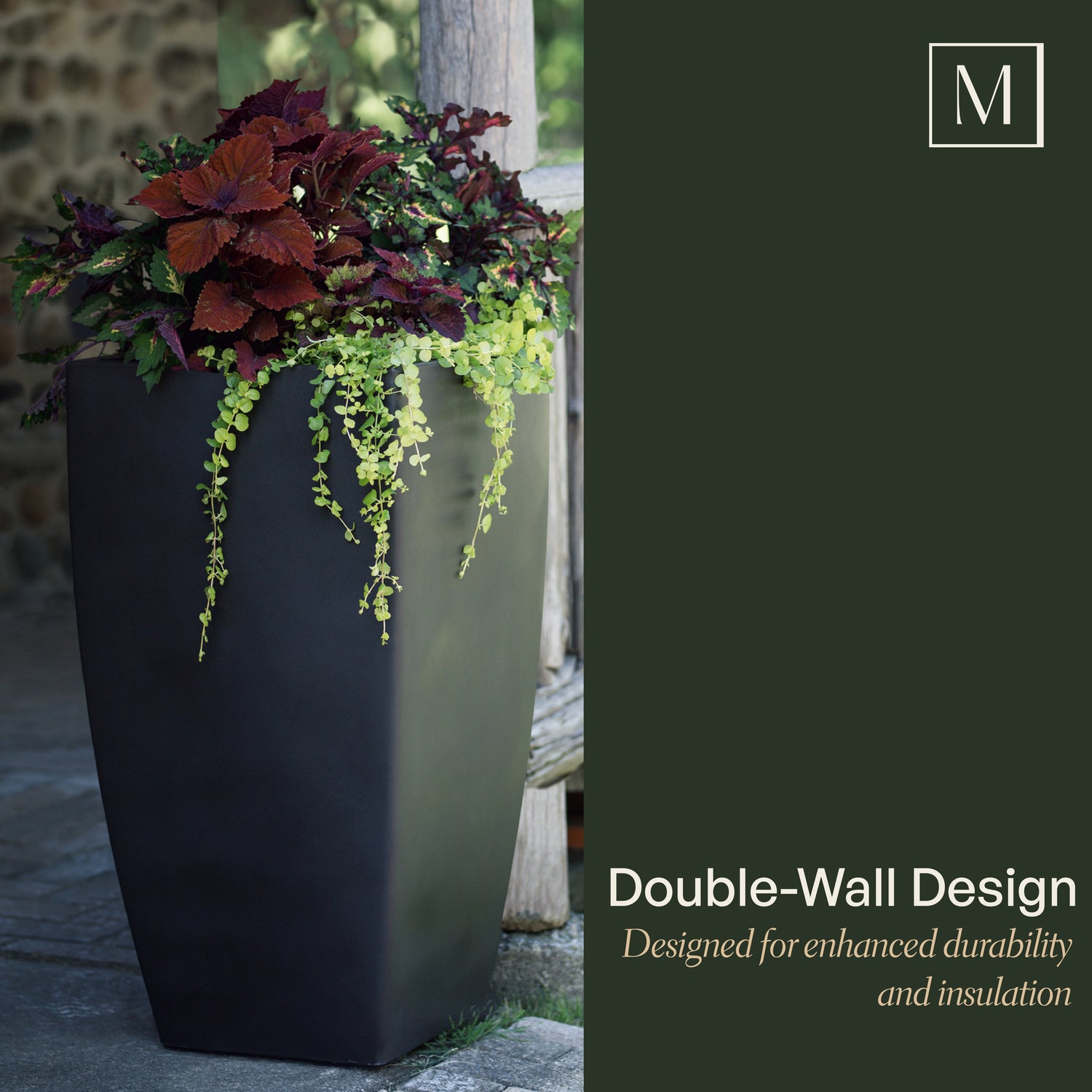 Mayne Kobi 32-Inch Self-Watering Tall Planter (Black)