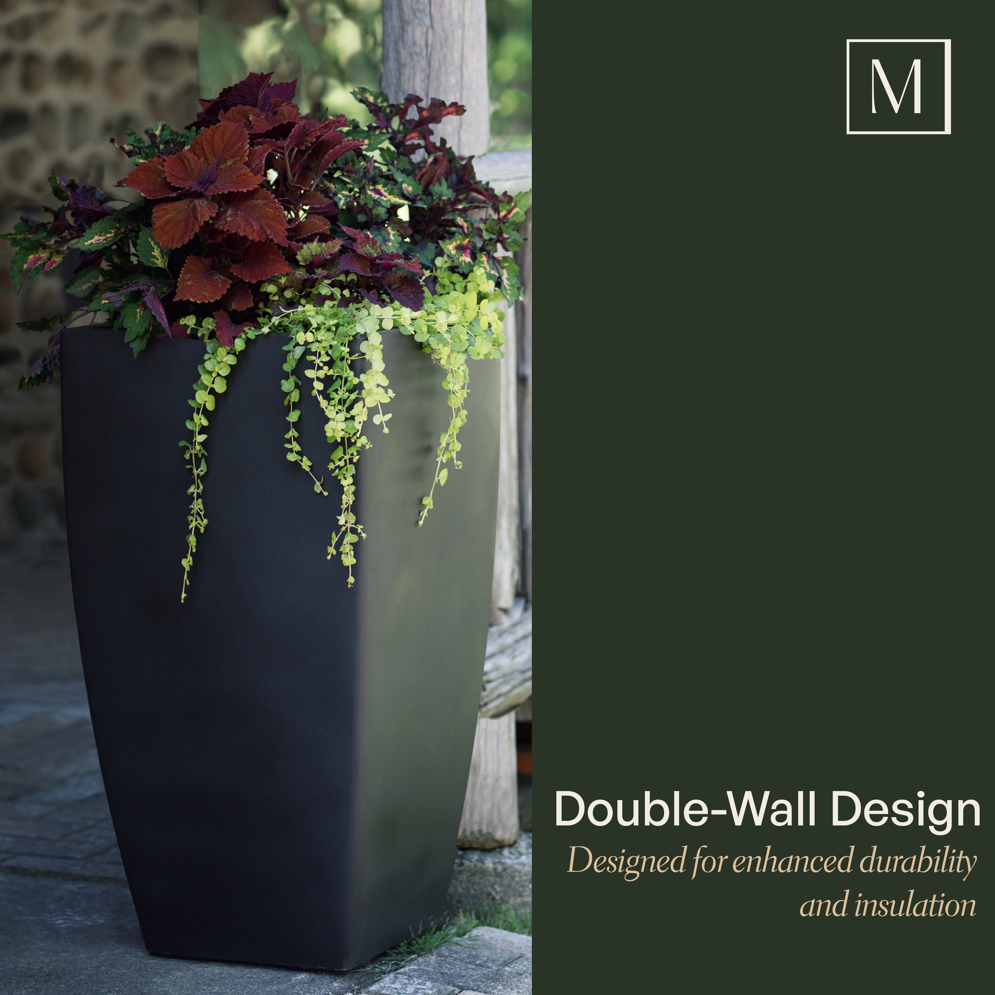 Mayne Kobi 32-Inch Self-Watering Tall Planter (Black)