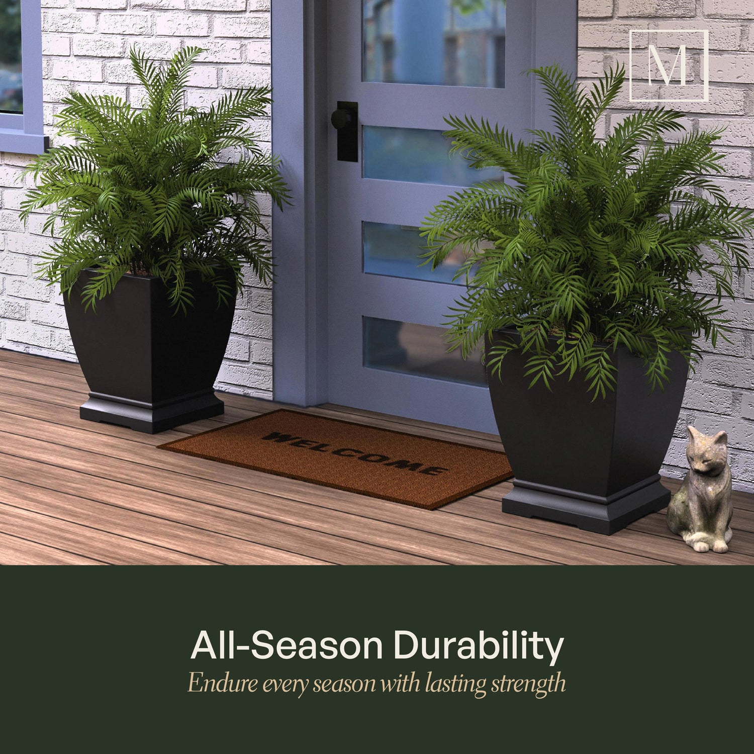 Mayne Acadia 18in Planter (Black, 2-Pack)