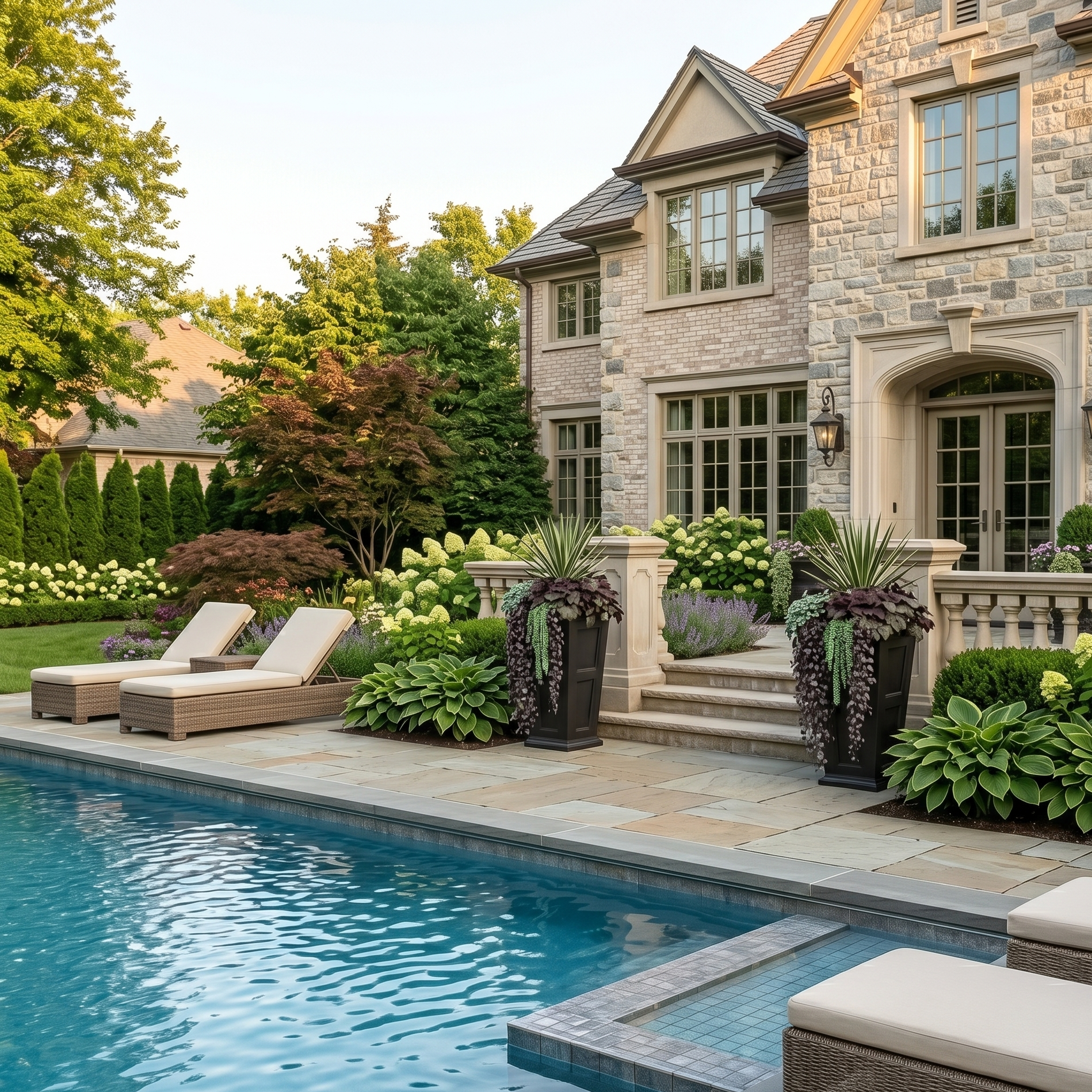 Mayne Fairfield 28-Inch Self-Watering Tall Planter with Removable Planting Insert (Black, 2-Pack)