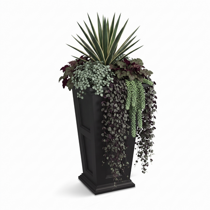 Mayne Fairfield 28-Inch Self-Watering Tall Planter with Removable Planting Insert (Black, 2-Pack)
